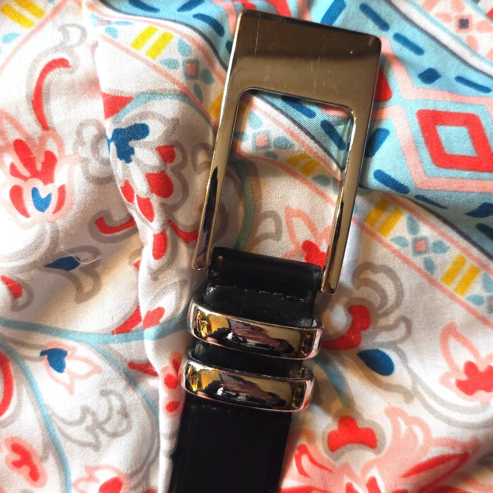 Vintage Sandy Duftler Black Leather Belt